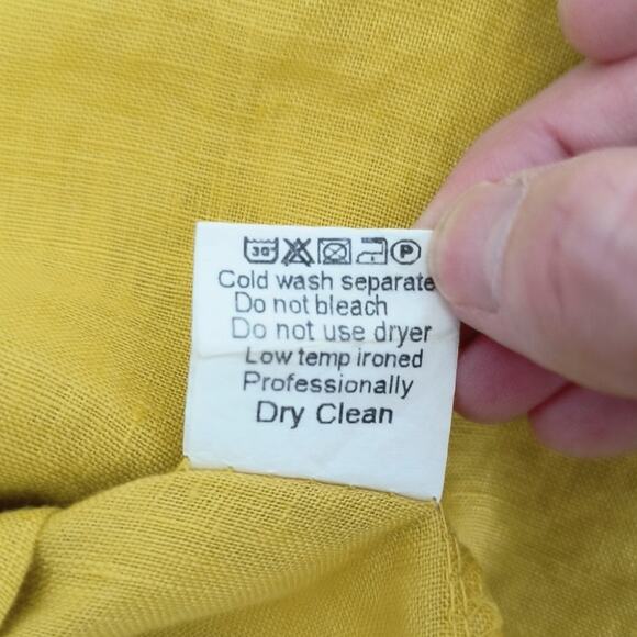 Terzo Millennio 100% Linen Tunic Top Women's Size M Yellow Short Sleeve Italy - Picture 9 of 15